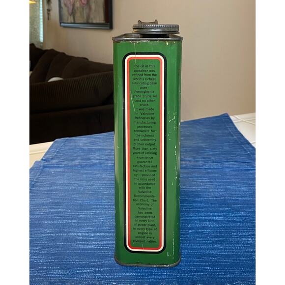 Vintage Valvoline Oil 1 US Gallon Metal Can Advertising Thin Flat One 45B - Picture 4 of 6
